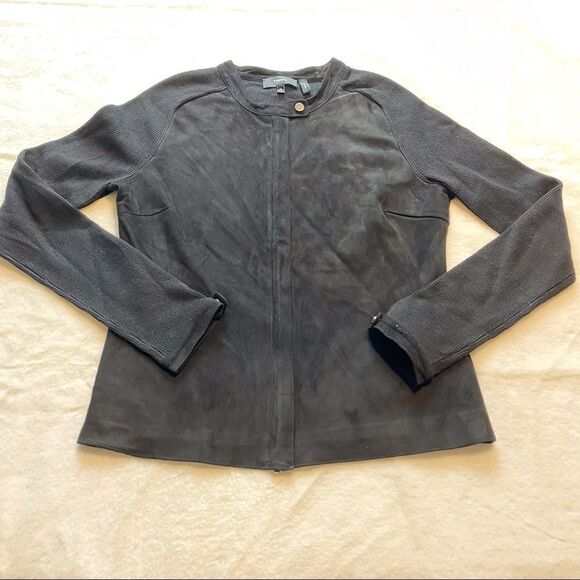 Theory Dorynth Ether Suede Front Moto Jacket Size Medium. - Picture 1 of 12